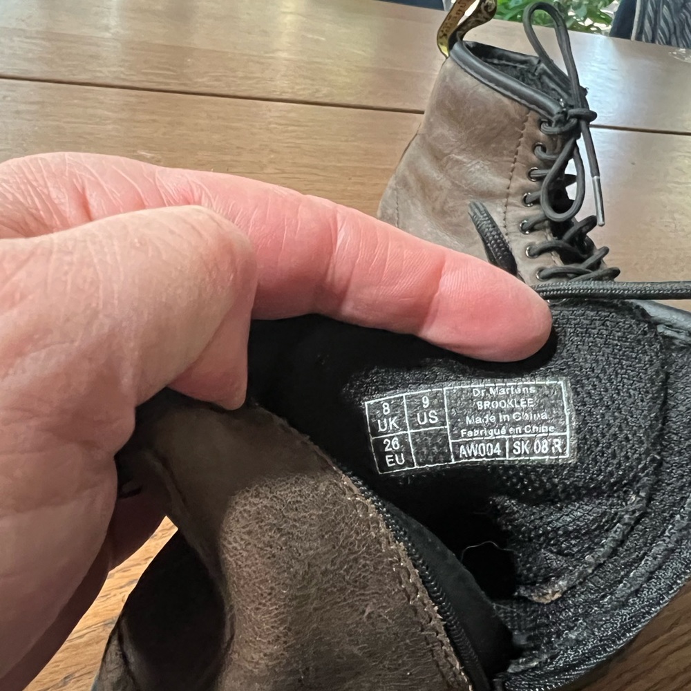 Toddler size US9 Dr Martens. Brown leather AirWair with bouncing soles